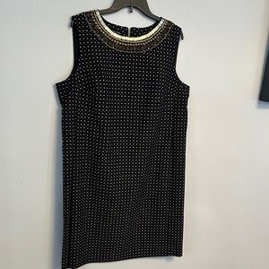 Jones New York Elegant Black and Gold Mini Dress